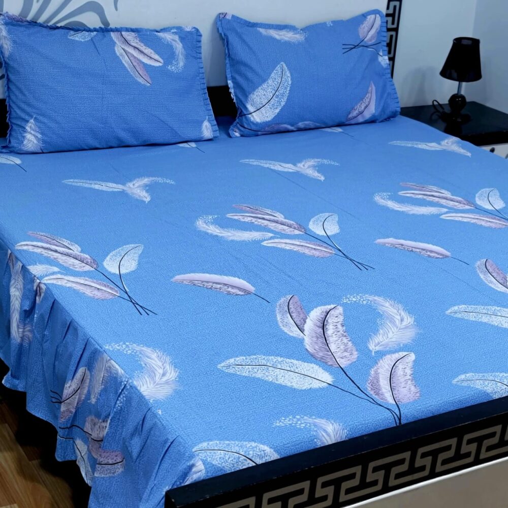 3 Piece Stiched 2 Sided Frill Bedsheets