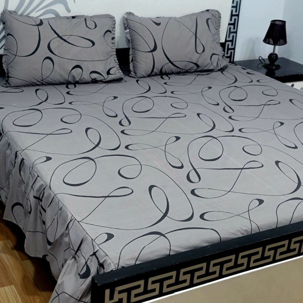 3 Piece Stiched 2 Sided Frill Bedsheets - Image 3