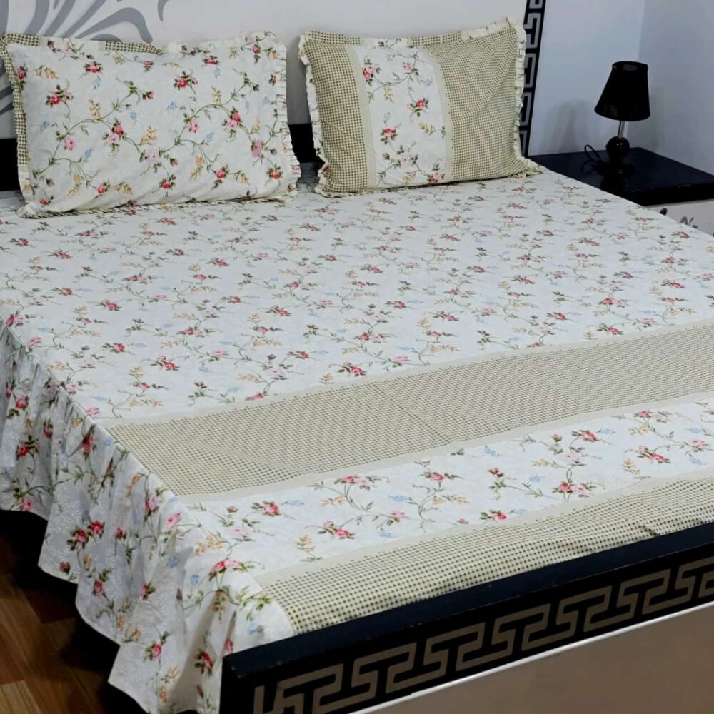 3 Piece Stiched 2 Sided Frill Bedsheets - Image 8