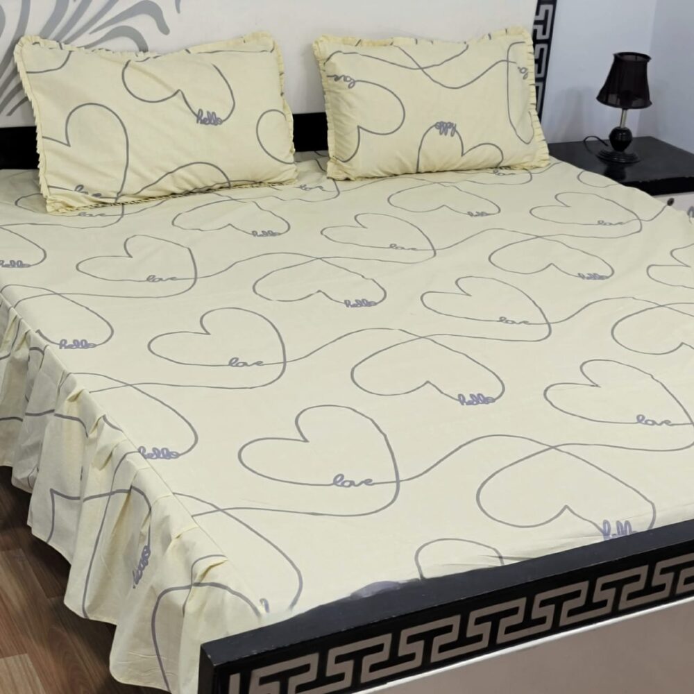 3 Piece Stiched 2 Sided Frill Bedsheets - Image 17