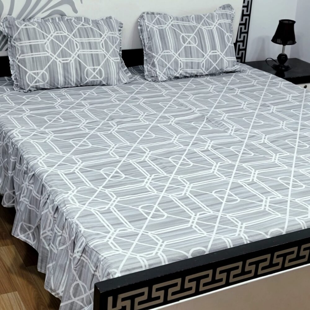 3 Piece Stiched 2 Sided Frill Bedsheets - Image 19