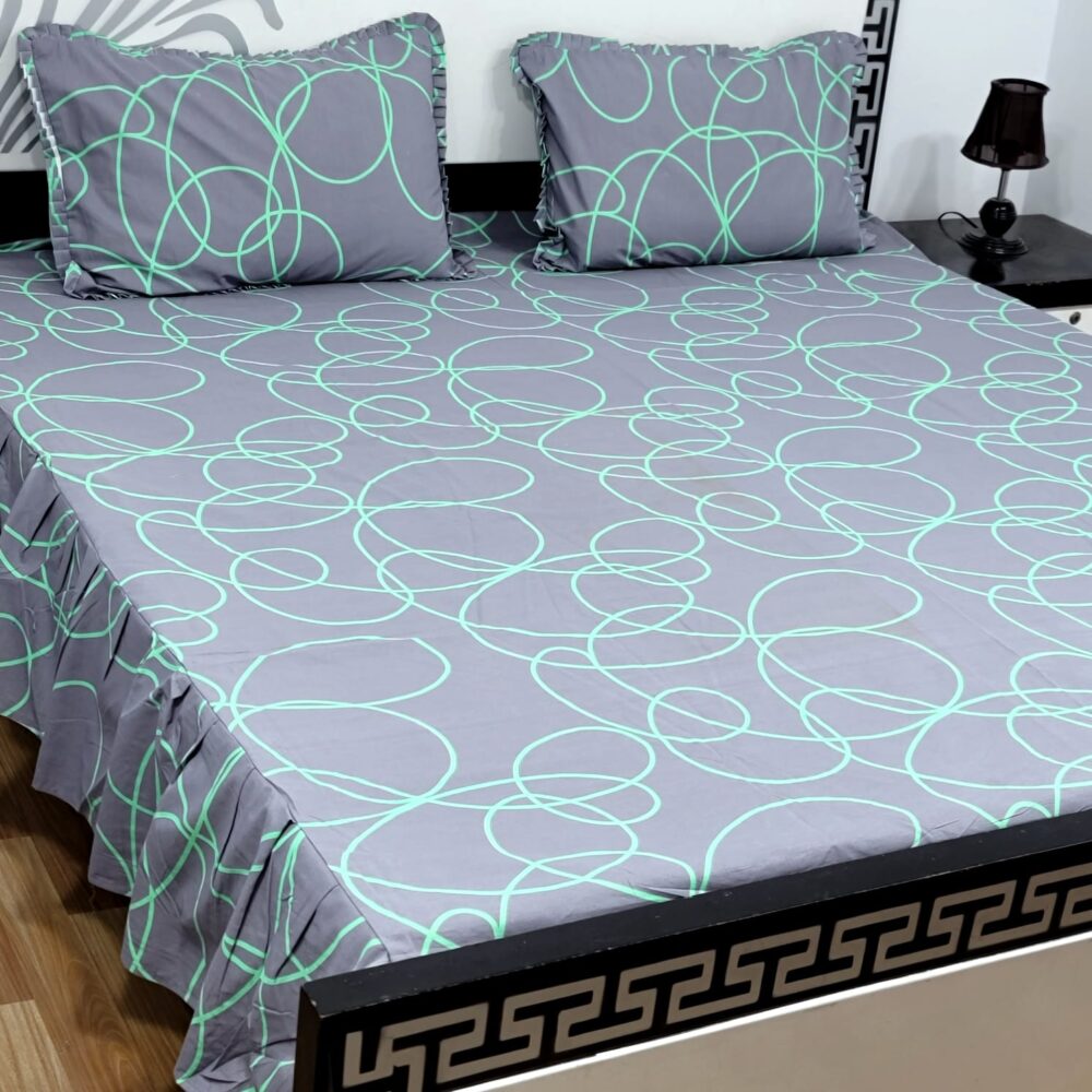 3 Piece Stiched 2 Sided Frill Bedsheets - Image 21
