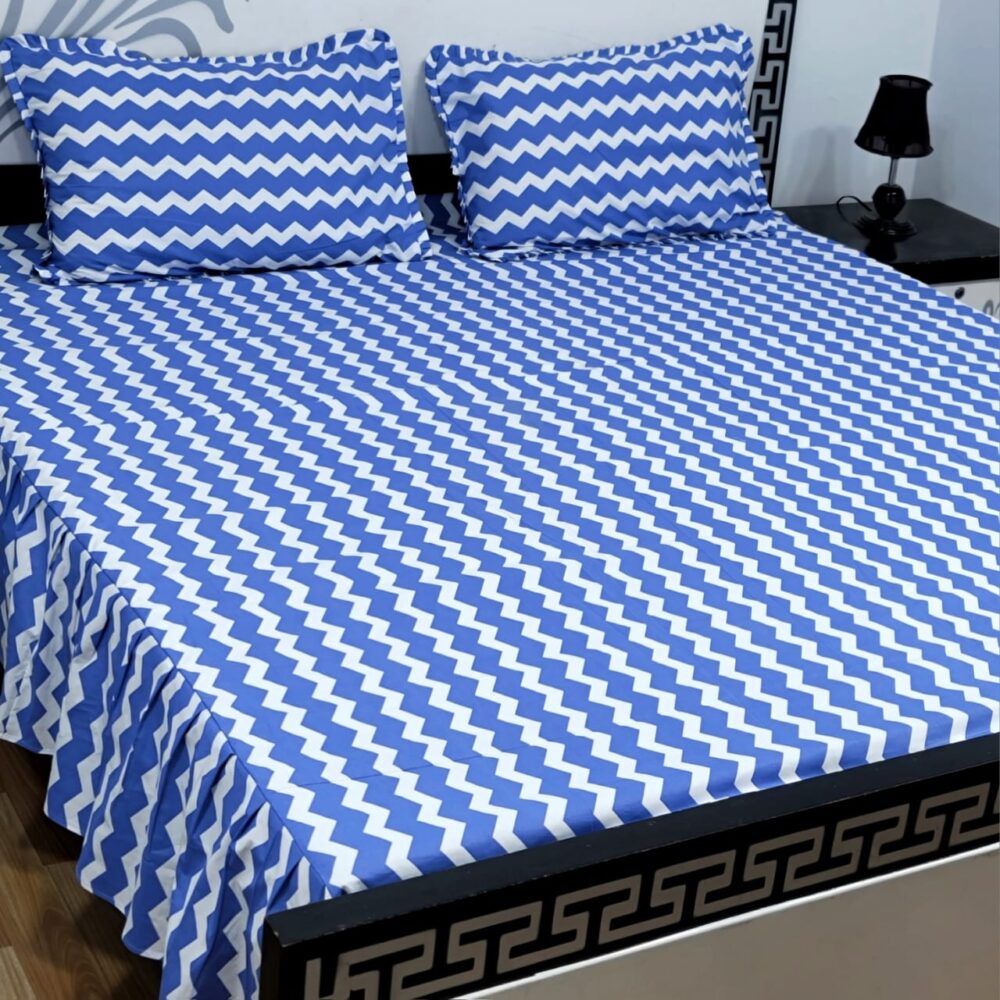 3 Piece Stiched 2 Sided Frill Bedsheets - Image 23