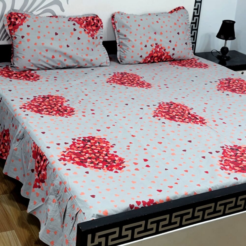 3 Piece Stiched 2 Sided Frill Bedsheets - Image 25