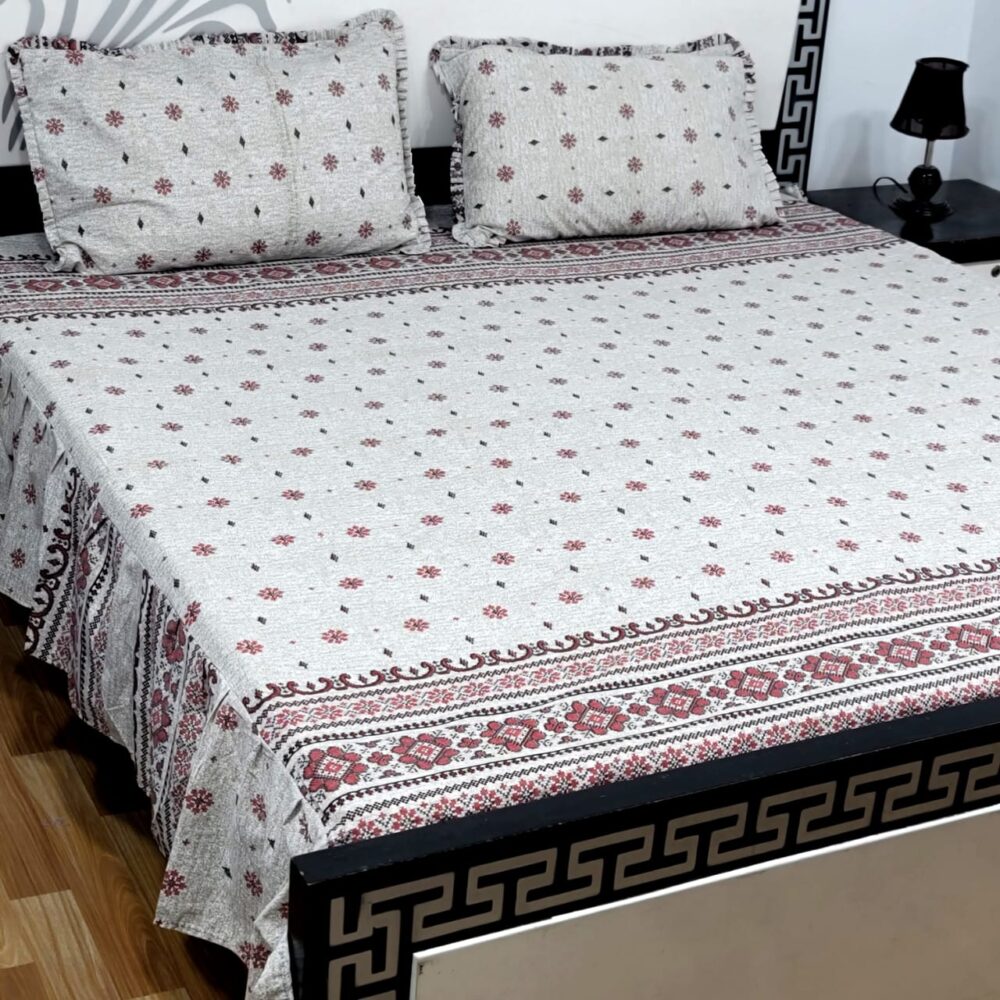 3 Piece Stiched 2 Sided Frill Bedsheets - Image 28