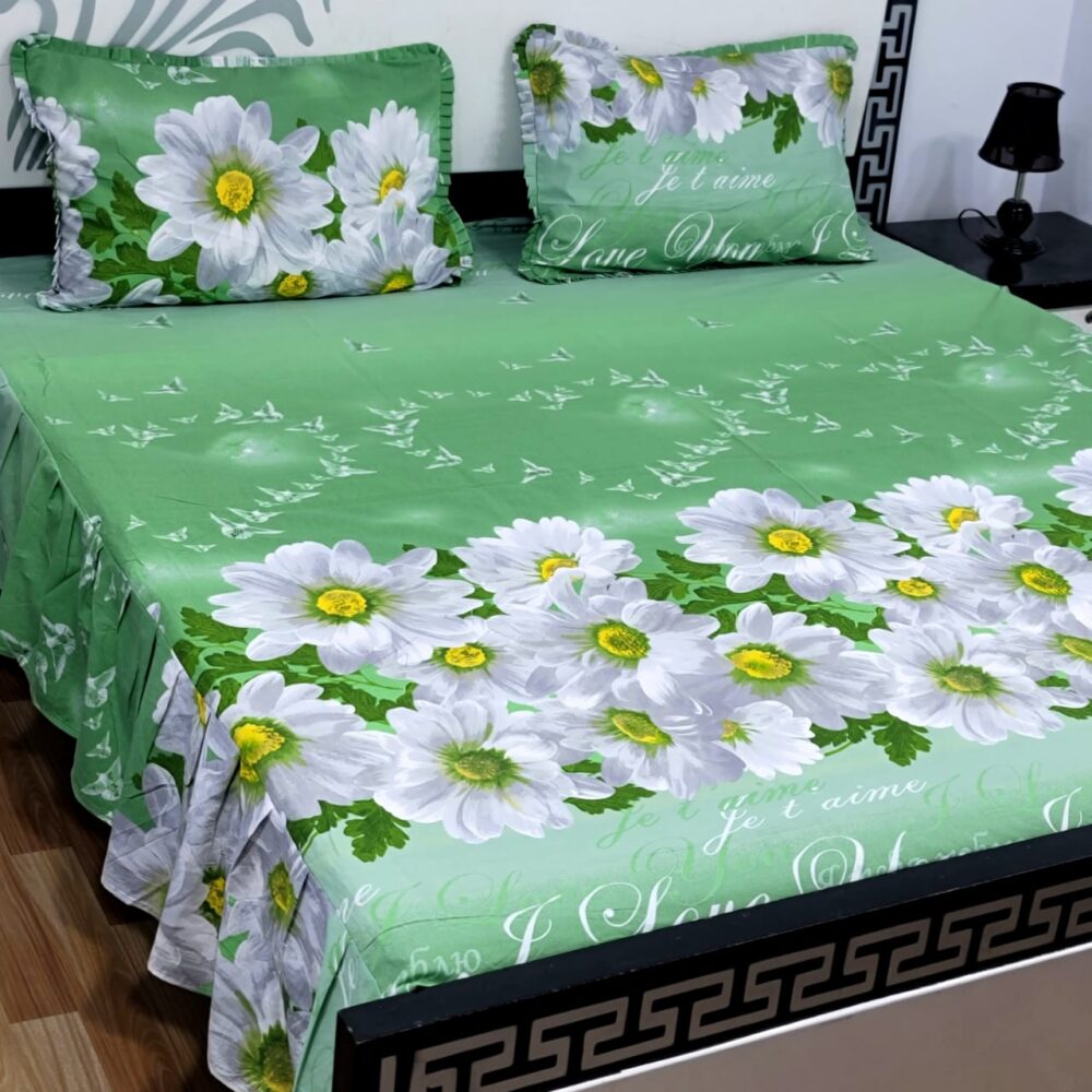 3 Piece Stiched 2 Sided Frill Bedsheets - Image 31