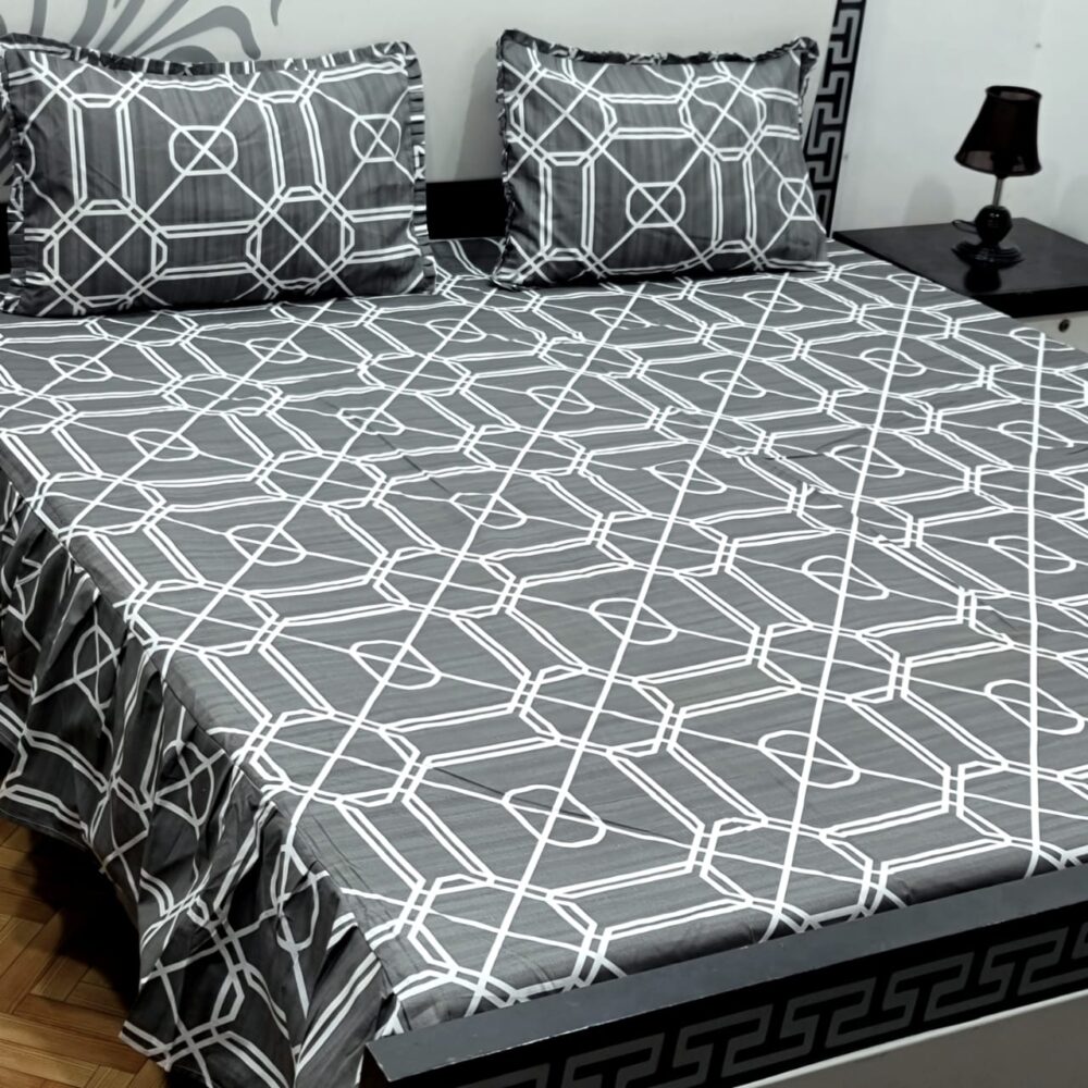 3 Piece Stiched 2 Sided Frill Bedsheets - Image 35