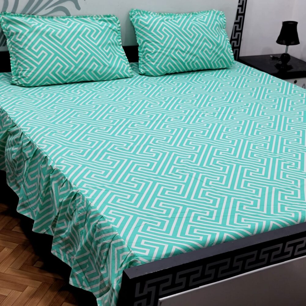 3 Piece Stiched 2 Sided Frill Bedsheets - Image 37