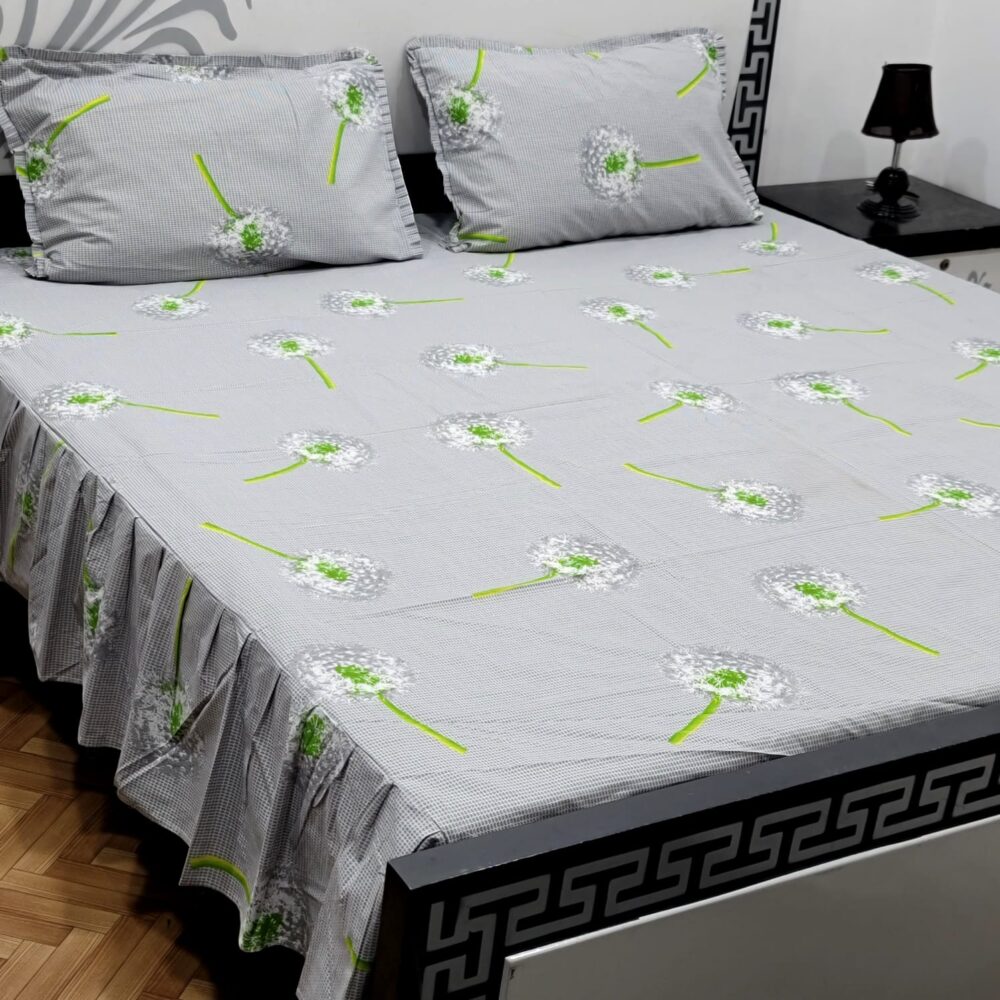 3 Piece Stiched 2 Sided Frill Bedsheets - Image 40